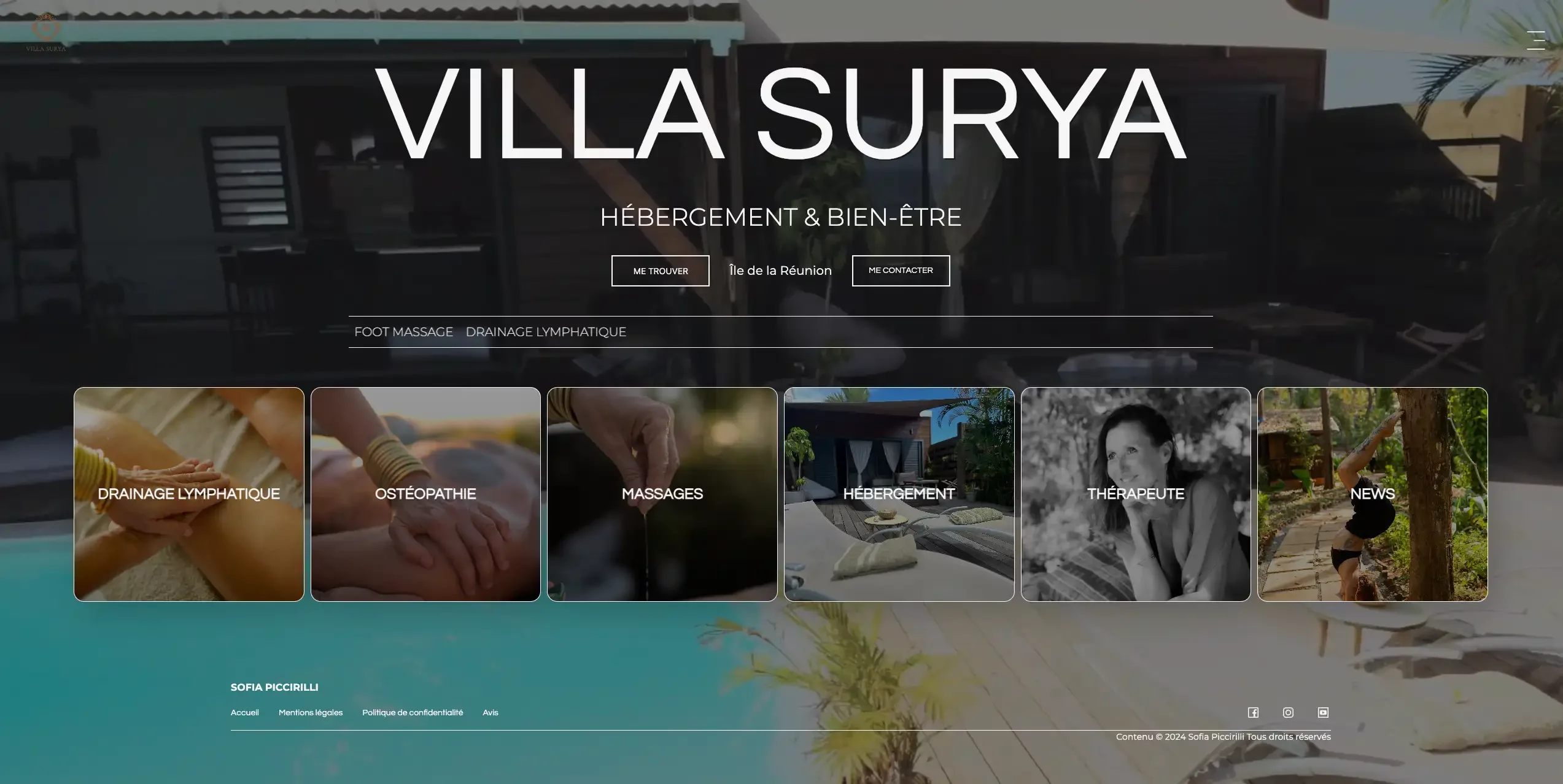 capture écran du site de sofia piccirilli - villa surya à la Réunion